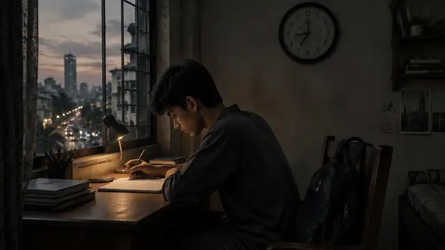 Illustration for the study skills guide "A Class 9 Study Routine That Survives a Full School Day" — Jenedu study and career resources for students in Pakistan