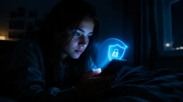 Illustration for the study skills guide "Studying Online Safely: Privacy, Scams and Screen Discipline" — Jenedu study and career resources for students in Pakistan