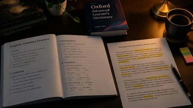 Illustration for the study skills guide "How to Improve English for Board Exams and Entry Tests" — Jenedu study and career resources for students in Pakistan