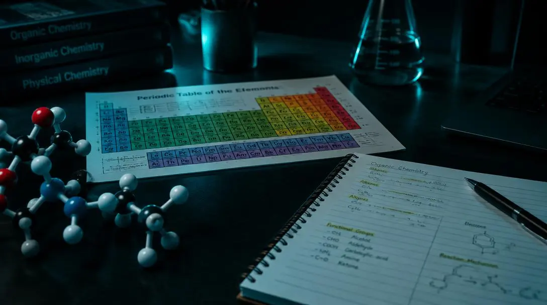 Illustration for the exam prep guide "MDCAT Chemistry: A Preparation Plan That Survives Class 12" — Jenedu study and career resources for students in Pakistan