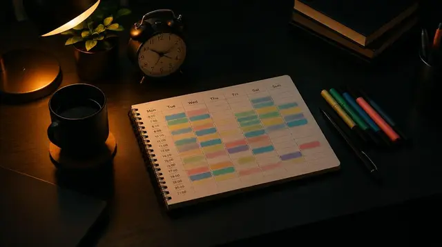 Illustration for the study skills guide "Building a Study Plan That Survives a Full School Day" — Jenedu study and career resources for students in Pakistan
